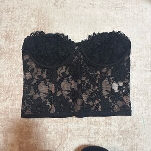Express Black Lace Crop Top